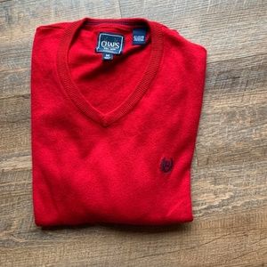 Men's Chaps Cotton Cashmere Sweater V Neck Long Sleeve Red Sz Medium